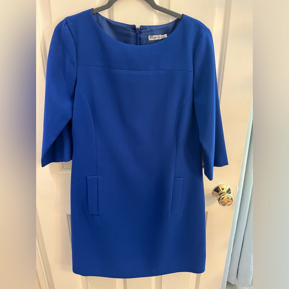 Eliza J royal blue lined dress with pockets